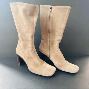Italy 36 Fornarina Women's Tan Suede Boots Heels US6